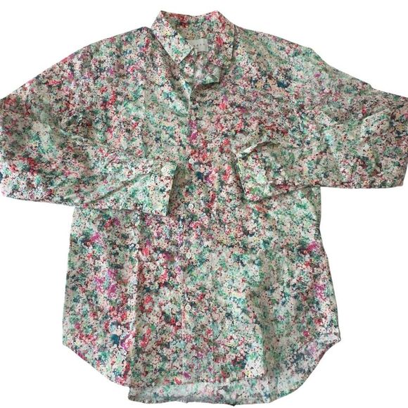 Sandro Mens Ballard Multicolor Floral Crisp Poplin Button Front Dress Shirt, M - Picture 2 of 9